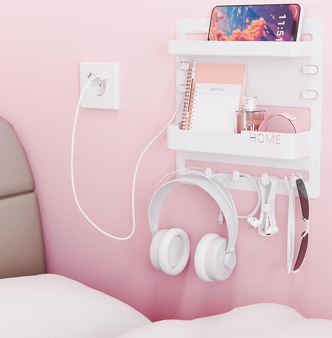 Bedside Wall Organizer for Dorm Bed, Small Room and Nightstand, Wall Mounted by Yieach