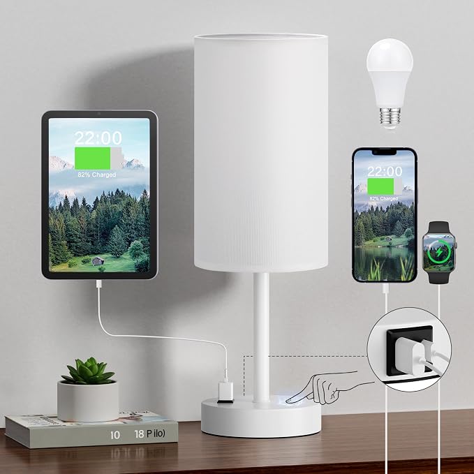White Nightstand Bedroom Lamp - Image 8