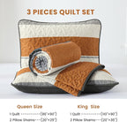 Dinjoy Queen Boho Striped Quilt Set, Breathable All-Season, 3-Piece Set Fits - Image 7