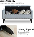 WUTUTUEE 47" Velvet Storage Bench, Upholstered Bed Bench - Image 5