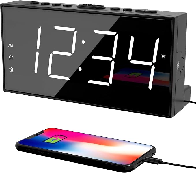 Digital Alarm Clocks for Bedrooms, Dual Alarms, 7.5-Inch Large Display | Big by PPLEE