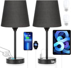 Black Bedside Lamps Set 2 for Bedroom - Image 2