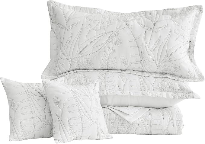 HZ & HY Oversized Queen Bedspreads, 5-Piece Quilt Set, Lightweight Reversible - Image 9