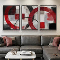 Large Framed Red Black White Abstract Wall Art by Cuspin