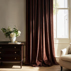 92 Inch Long Dark Brown Velvet Blackout Curtains - Image 2