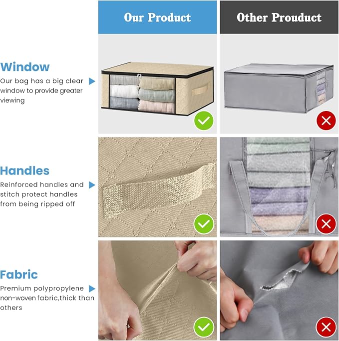 HomeHacks 3-Pack Clothes Organizer Storage Bags, 35L Storage Bins, Reinforced - Image 5