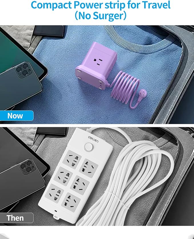 FDTEK Cube Power Strip USB C, 4 Outlets 3 USB 10 FT Extension Cord Purple | - Image 6