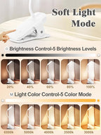 Eye Caring Clip on LED Bed Light 5 Color 5 Brightness Rechargeable Wireless | - Image 2