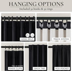 QJmydeco Black Curtains for Bedroom 90 Inch Long 2 Panels Set - Image 4