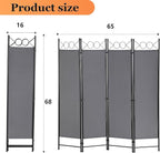 4 Panel Room Divider 6FT Steel Frame Screen Folding Privacy Divider - Image 7