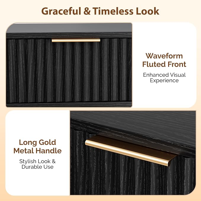 VINGLI Nightstands Set of 2, Fluted Night Stand - Image 5