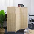3 Panel Short Room Divider Screen, Small Bamboo Panel Divider - Image 5