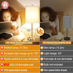 Lynnoland 2 Pack Touch Control Table Bedside Lamps - Image 2