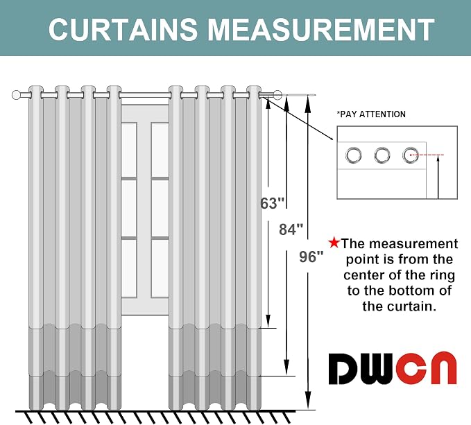 DWCN White Room Darkening Curtains 63 inch Long - Image 6