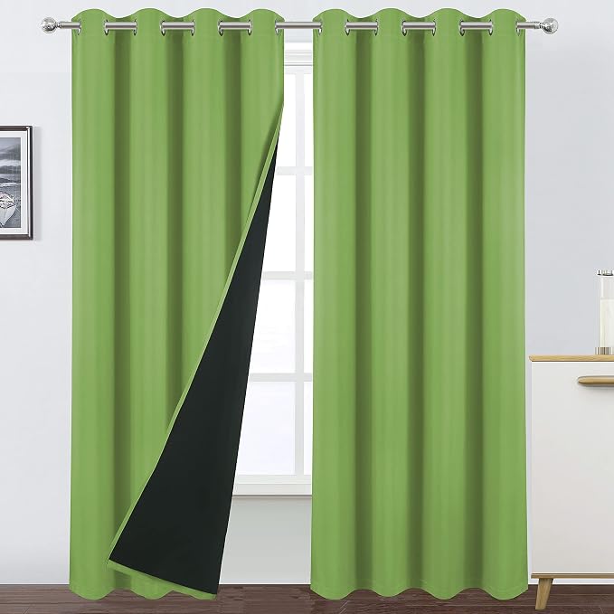 100% Blackout Light Green Curtains by Lemomo
