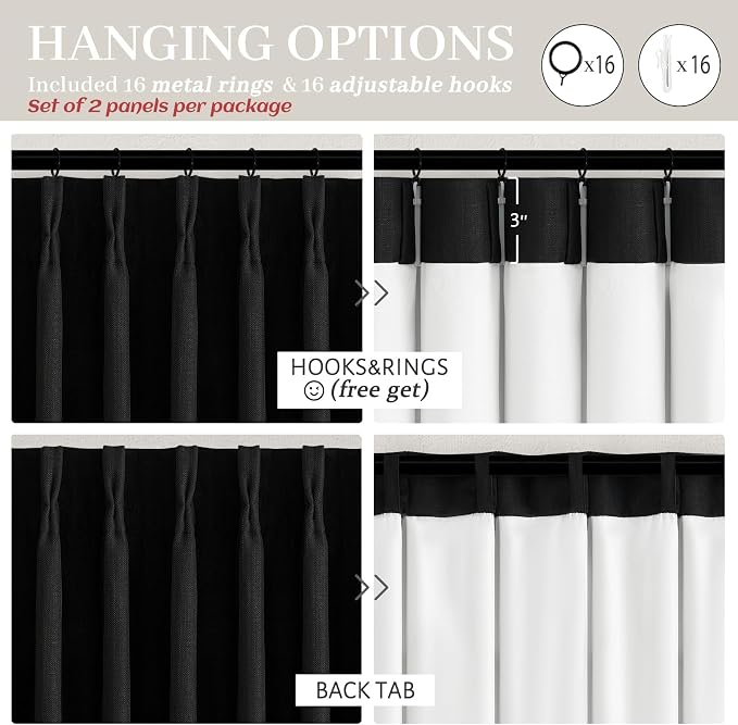 High Ceiling Extra Long Pinch Pleated Black Out 108 Inch Curtains - Image 6