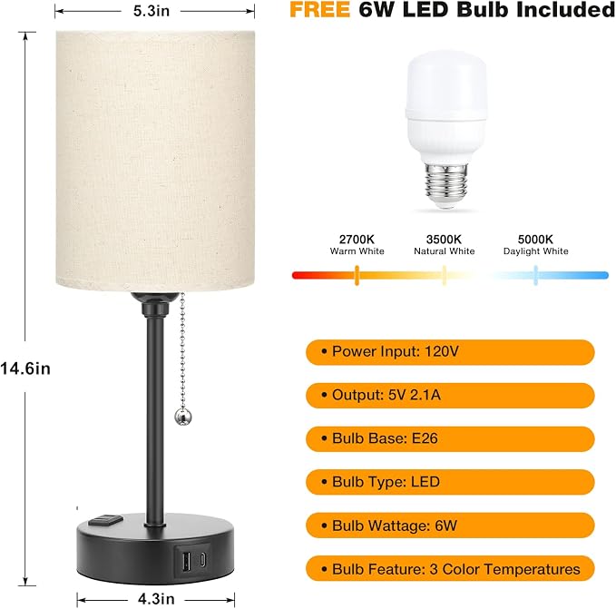Small Bedside Table Lamp for Bedroom - Image 5