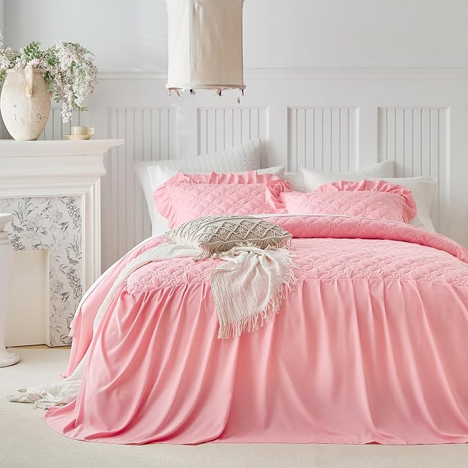 Ruffle Skirt Bedspread Set Flower Style - Image 3