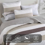 Dinjoy King Size Boho Stripe Quilt Set, Breathable All-Season, 3-Piece Set Fits - Image 7