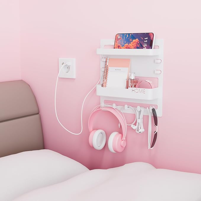 Bedside Wall Organizer for Dorm Bed, Small Room and Nightstand, Wall Mounted - Image 8
