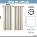 Diraysid Light Beige Grommet Blackout Curtains - Image 3