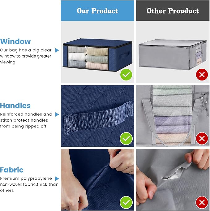 HomeHacks 10-Pack Clothes Organizer Storage Bags, 35L Storage Bins, Reinforced - Image 5