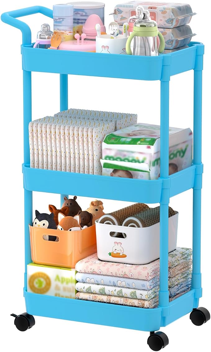 Volnamal Diaper Caddy, 3 Tier Rolling Cart by Volnamal