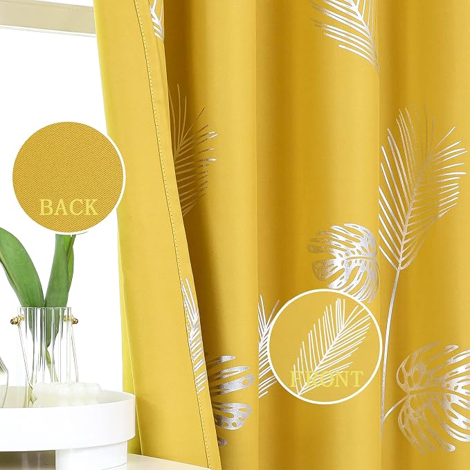 Yellow Room Darkening Curtains 63 Inches Long - Image 3