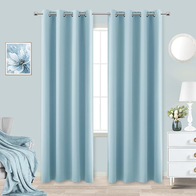 KOUFALL Light Blue Curtains 84 Inch Length by KOUFALL