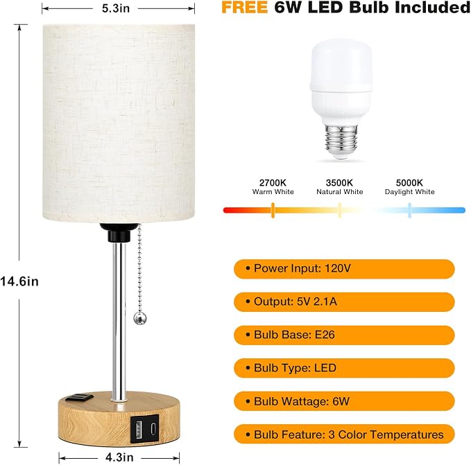 Small Bedside Table Lamp for Bedroom, Desk Lamp - Image 4