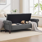 SOFTHION 67" Storage Bench for Bedroom, Linen Upholstered, Dark Grey | King by SofthionDesign