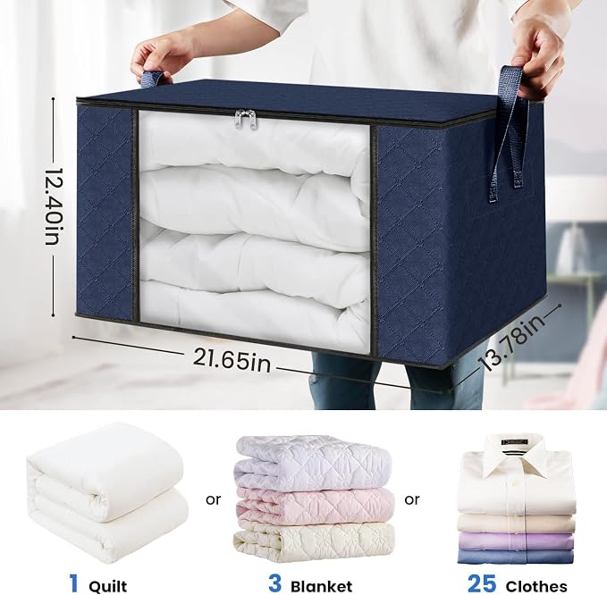 4 Pack Storage Bags for Clothes Blanket Storage Bins - Image 2