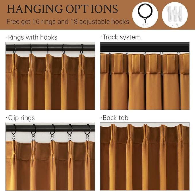 102 Inch Long Brown Velvet Curtains - Image 4