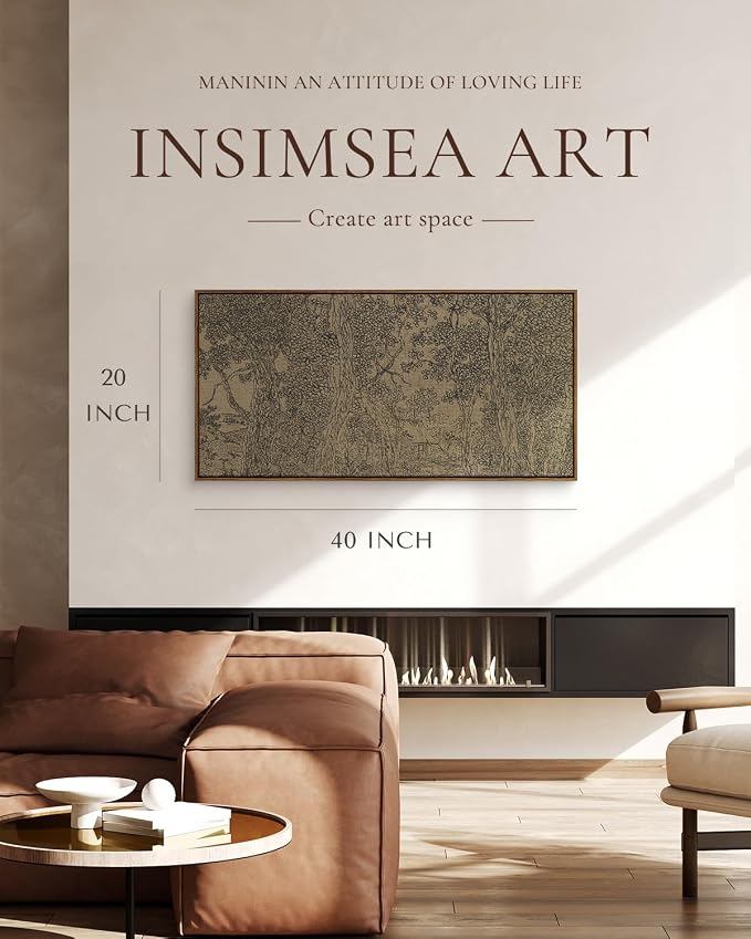 InSimSea Extra Large Framed Vintage Wall Art, Rustic Forest Sketch, 20x40In | - Image 2