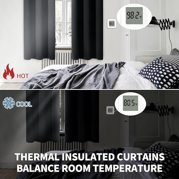BGment Black Blackout Curtains 36 Inches Length - Image 3