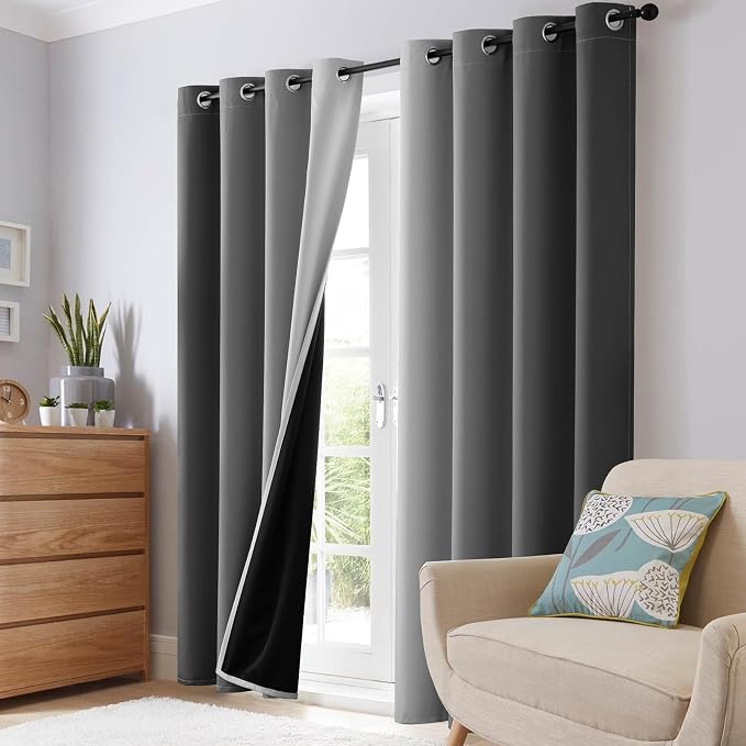SimpleHome 100% Blackout Ombre Bedroom Curtains Black and Greyish White - Image 8