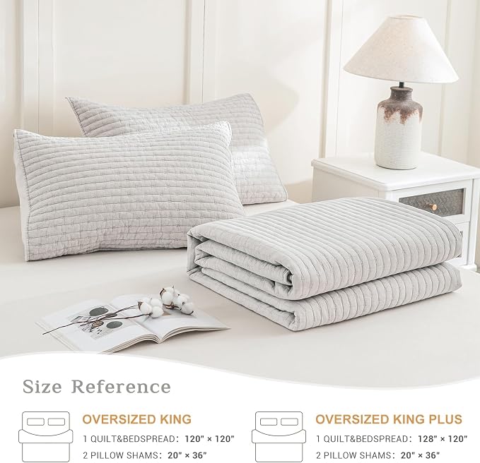 CozyTide Oversized King Quilt 120x120, Stone-Washed Cotton Oversized King - Image 7