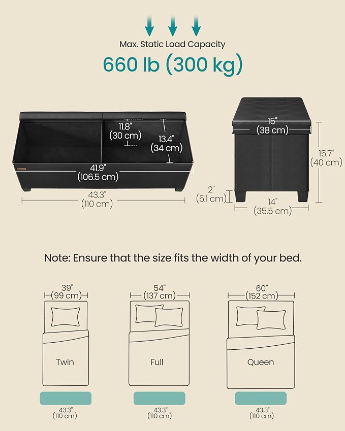 SONGMICS Storage Ottoman Bench - Image 3