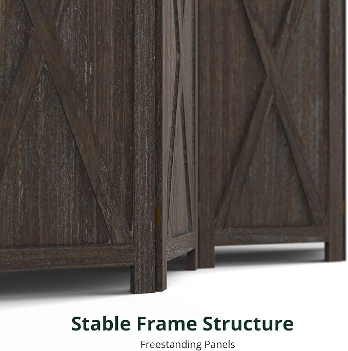 3 Panel Folding Room Divider, Solid Wood Privacy Screen, Freestanding Partition - Image 7