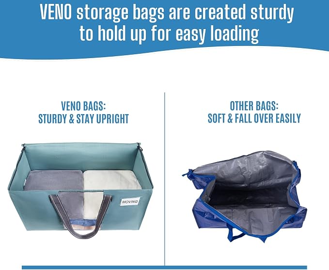 VENO Moving Bags, Wide Open Top, Light Blue, 4 Pack | Moving boxes Alternative - Image 5