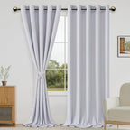 DWCN Greyish White Window Curtains – Thermal Insulated Energy Saving Drapes by DWCN