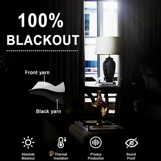 XWZO 100% Blackout Curtains - Image 2