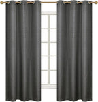 Diraysid 100% Blackout Curtains Dark Grey Linen Curtains - Image 3