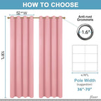 Diraysid Pink Grommet Blackout Curtains - Image 3