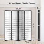6ft Room Divider Wall Shoji Screen, 4 Panel Folding Privacy Screen - Image 2