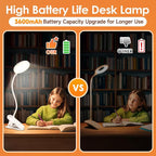 Mubarek Desk Light, 3600mAh Battery Operated Light, 5 Brightness+5 Color Clip - Image 2