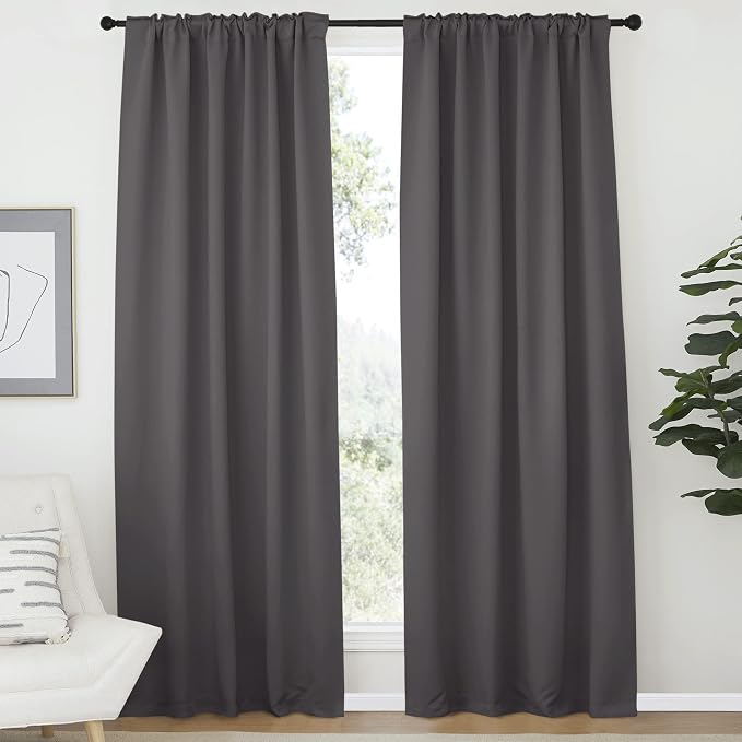 NICETOWN Grey Blackout Curtains - Image 2