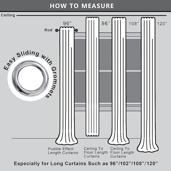 KOUFALL 2 Panels Set 96 Inches Long Blackout Curtains - Image 4