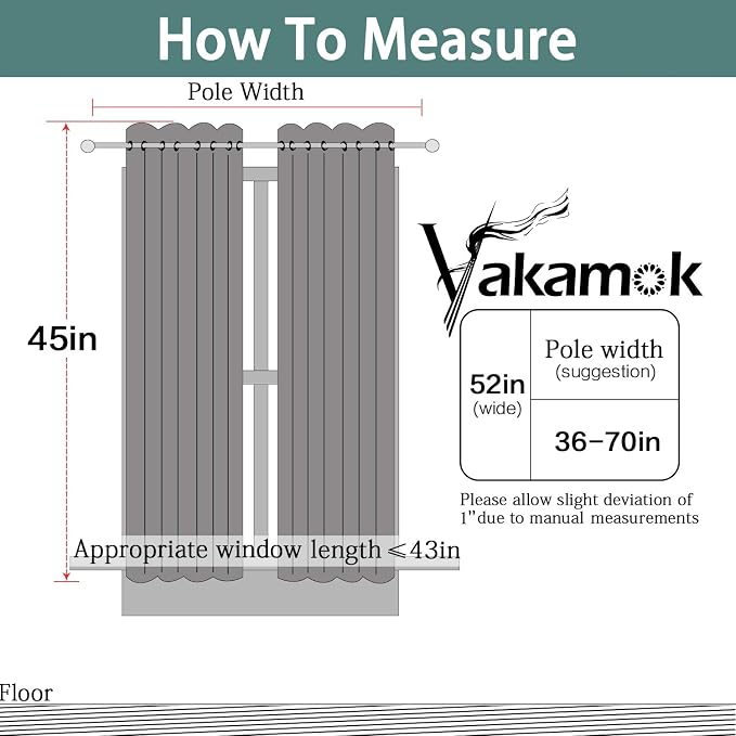 Yakamok Grey Blackout Curtains 45 Inches Long - Image 8