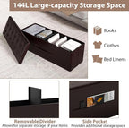 Giantex 43 Inches Folding Storage Ottoman Bench, Upholstered PU Leather Storage - Image 5